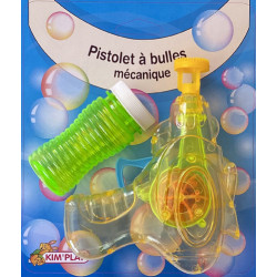 pistolet à bulles, mécanique lumineux + flacon de bulles