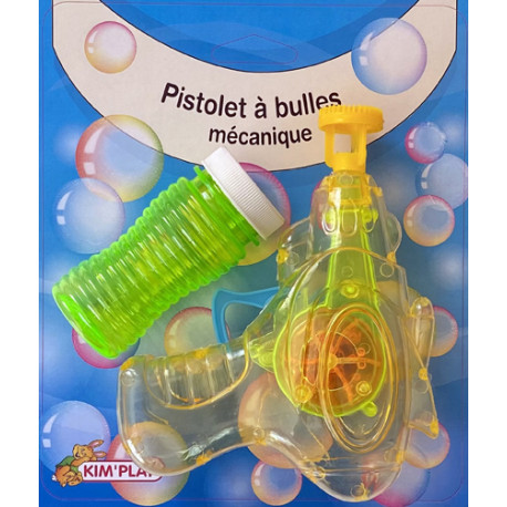 pistolet à bulles, mécanique lumineux + flacon de bulles