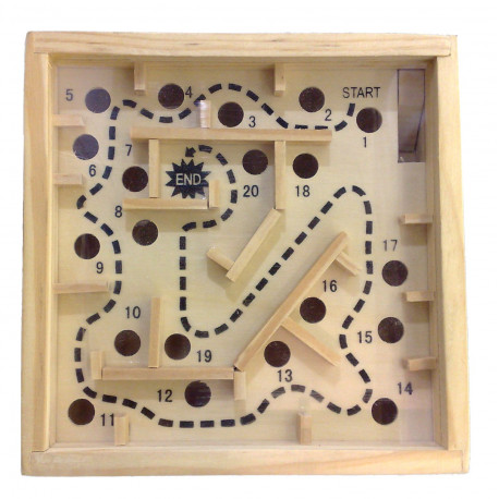 Labyrinthe, 11 x 11 cm, jeu de patience en bois