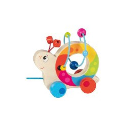 Animal en bois à tirer avec boulier de motricité, Escargot, Goki