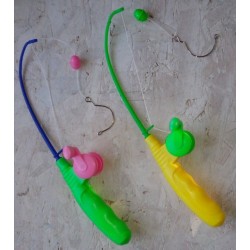 Canne à pêche  pour pêche à la ligne (x2), 30 cm de longueur, avec moulinet