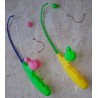 Canne à pêche  pour pêche à la ligne (x2), 30 cm de longueur, avec moulinet
