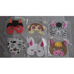 Masque souple en mousse, thème animaux et événements, 18 x 16 cm