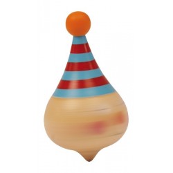 Toupie «Clown» en bois massif verni naturel et coloré, 3 x 3 x 5 cm