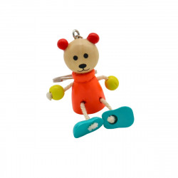 Porte-clés animal en bois, 8-9 cm