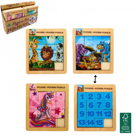 Pousse Pousse en bois, Dino-Chiffres, 16 x 15 cm BG