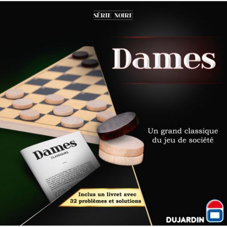 Jeu de dames en bois, 29 cm, Dujardin Série Noire