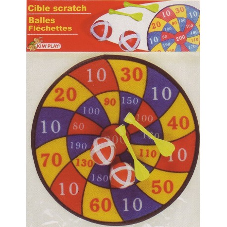 Cible scratch 27 cm + 2 balles et 2 flèches à scratch