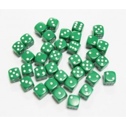 Dé à jouer 6 faces, couleur verte, 12 mm, plastique acrylique