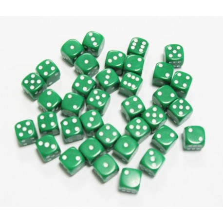 Dé à jouer 6 faces, couleur verte, 12 mm, plastique acrylique