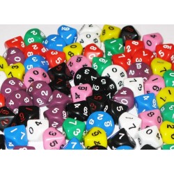 Dé à jouer 10 faces, couleur, plastique acrylique