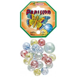 20 billes + calot papillon, Diamètre des billes 1,5 cm et calot 2,5 cm
