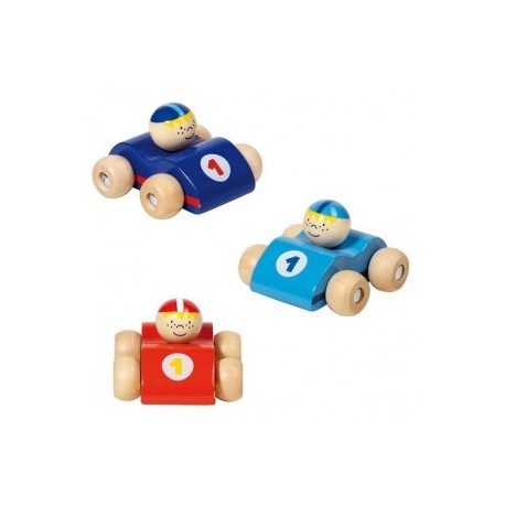 Voiture de course en bois, bleu foncé, Goki