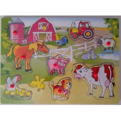 Puzzle en bois 8 pièces, animaux de la ferme