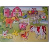 Puzzle en bois 8 pièces, animaux de la ferme