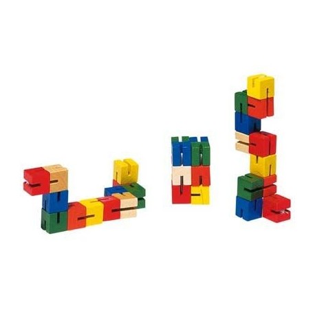 Puzzle de poche en bois  14,5 cm de longueur, relié par un élastique, Goki