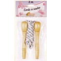 Corde à  sauter 2 m, poignées en bois, un des jouets de votre enfance