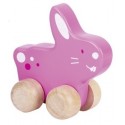 Animal à pousser en bois, lapin, 10 cm de longueur