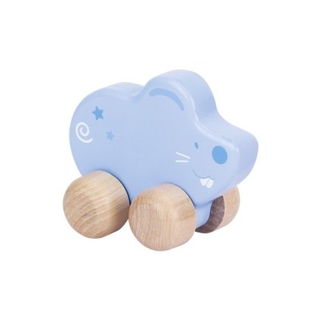 Animal à pousser en bois, souris, 10 cm de longueur