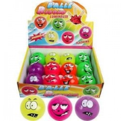 Balle rebondissante lumineuse avec visage, 5,5 cm de diamètre