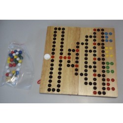 Jeu du Barricade en bois  plateau pliable, 25 x 25 cm, 41 billes de couleur