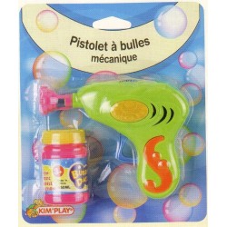 pistolet à bulles, mécanique + flacon de bulles, 15 cm de longueur