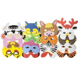 Masque souple en mousse, thème animaux et événements, 18 x 16 cm