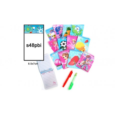 Carnet + stylo, 8,5 x 7 cm, modèle mixte