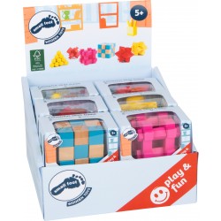 Casse tête en bois, boite carton, pyramide