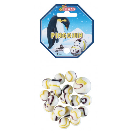 20 billes + 1 calot, Pingouin : billes de 16 mm et calot de 25 mm