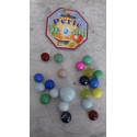 20 billes « perle » + 1 calot  Diamètre des billes 1,5 cm, calot 2,5 cm