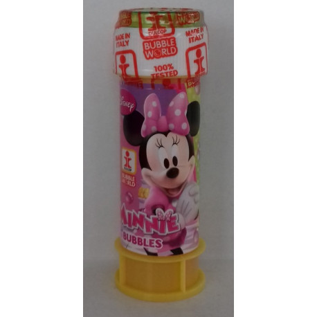 Bulles de savon Minnie, 60 ml, Disney, souffleuse accrochée au couvercle, avec jeu sur le couvercle