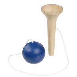 Bilboquet en bois, Goki, boule bleue