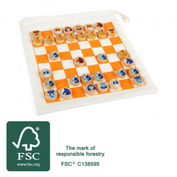 Jeu d’échecs en toile, jeu en bois