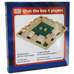 Jeu en bois Shut the box, 4 joueurs, 10 chiffres, 29 x 29 cm