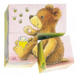 Puzzle cubes en bois animaux, Goki