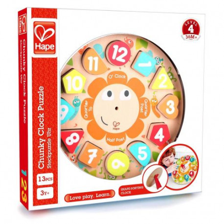 Puzzle horloge en bois, Hape