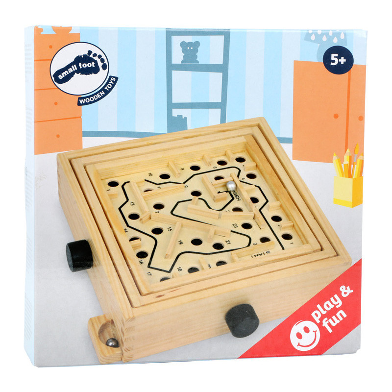 Labyrinthe à manivelle, jeu de patience en bois
