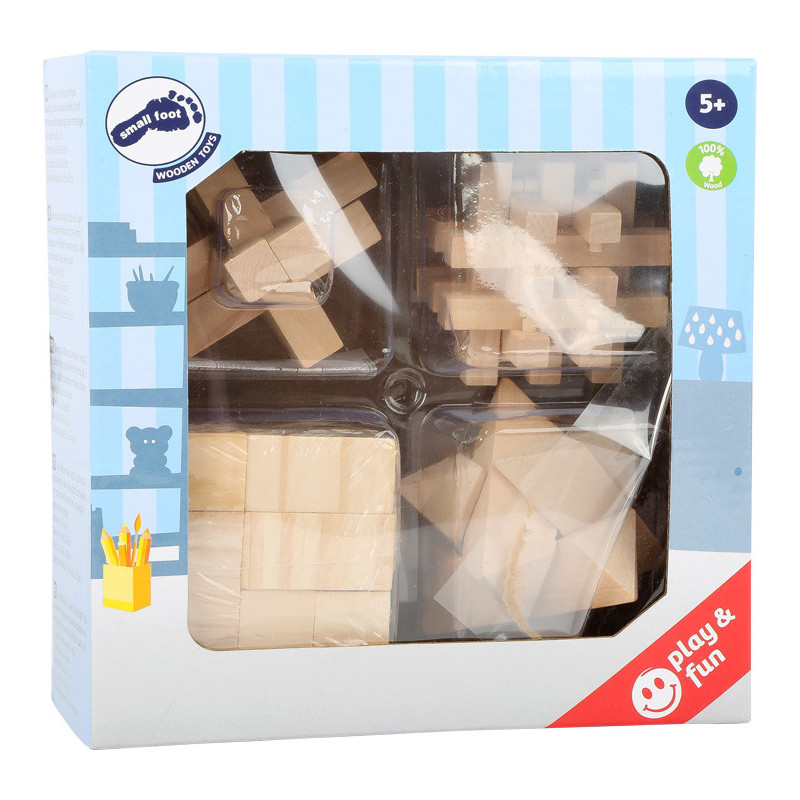 Coffret 4 casse tête Woody, jeu en bois