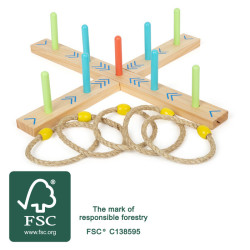 Lancer d'anneaux, Smallfoot, jeu en bois. 50 x 50 cm
